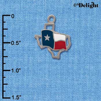 C1434 - Texas Outline Flag Silver Charm (6 charms per package)