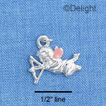 C1438* - Cherub Bow Arrow Pink Silver Charm (6 charms per package)