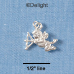 C1439* - Cherub Bow Arrow Silver Charm (6 charms per package)