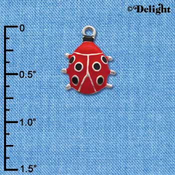 C1447 - Ladybug Red Silver Charm (6 charms per package)