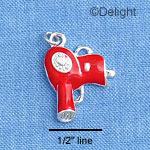 C1451 - Hair Dryer Red Silver Charm (6 charms per package)