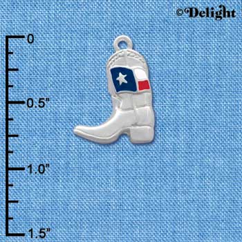 C1455* - Boot Fancy Texas Flag Silver Charm (6 charms per package)