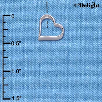 C1463+ - Slider Heart Silver Charm (6 charms per package)