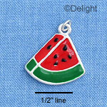 C1476 - Watermelon Piece Silver Charm (6 charms per package)