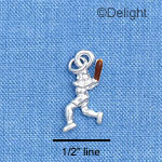 C1481* - Baseball Player Body Silver Charm (6 charms per package)
