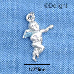 C1492* - Cherub Blue Silver Charm (left & right) (6 charms per package)