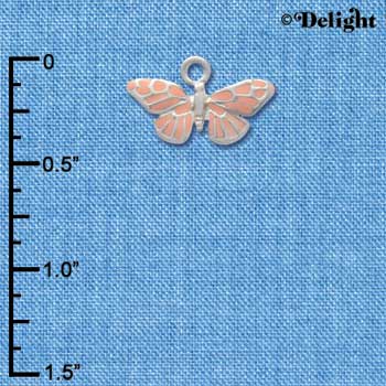 C1504 - Butterfly Monarch Pink Silver Charm (6 charms per package)