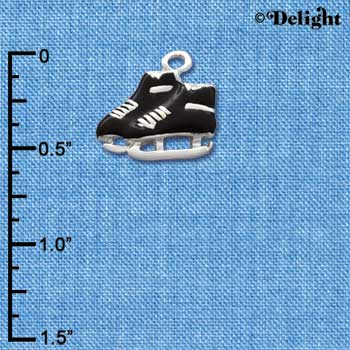 C1526* - Ice Skate Pair Black Silver Charm (6 charms per package)