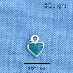 C1539+ - Heart Turquoise 2 Sided Silver Charm Min (6 charms per package)