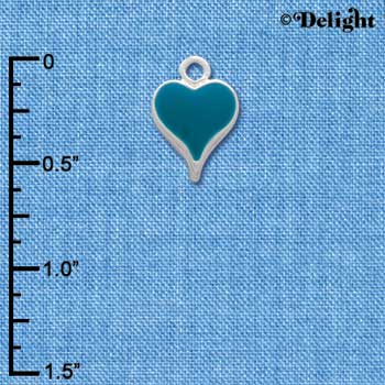C1540 - Heart Long Turquoise Silver Charm Mini (6 charms per package)