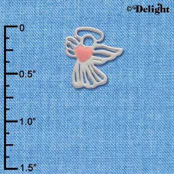 C1550* - Angel Lines Heart Pink Silver Charm (6 charms per package)
