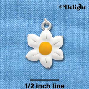 C1591 - Flower Daisy White Silver Charm (6 charms per package)