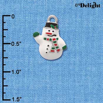 C1617* - Snowman White Silver Charm (left & right) (6 charms per package)