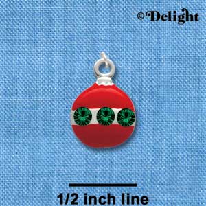 C1620 - Ornament Red Silver Charm (6 charms per package)