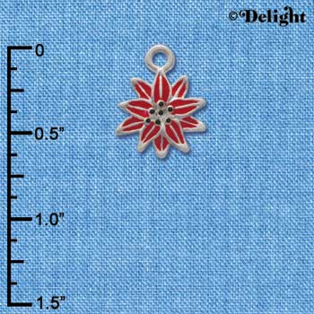 C1621 - Poinsettia Silver Charm (6 charms per package)
