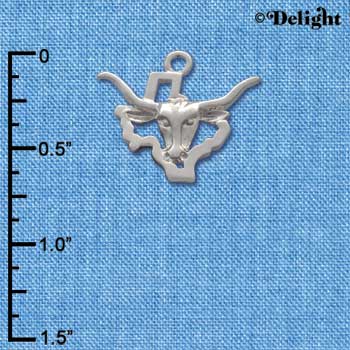 C1639 - Longhorn Texas Silver Charm (6 charms per package)