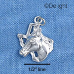 C1651 - Horse Head TX Outline Silver Charm (6 charms per package)