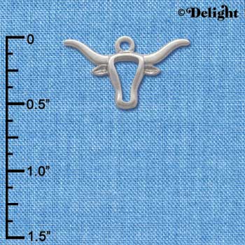 C1659 - Longhorn Head Outline Silver Charm (6 charms per package)