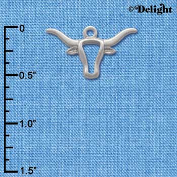 C1659 - Longhorn Head Outline Silver Charm (6 charms per package)