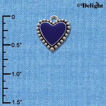 C1664 - Heart Blue Fancy Silver Charm (6 charms per package)