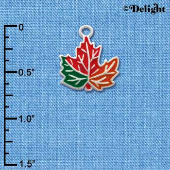 C1786 - Leaf Orange Silver Charm (6 charms per package)