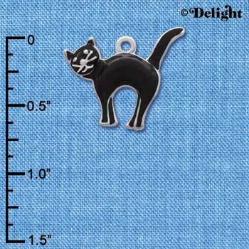 C1788* - Cat Black Silver Charm (6 charms per package)