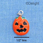 C1797 - Jack O'Lantern Black Silver Charm (6 charms per package)