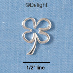 C1835+ - Silver Four Leaf Clover Outline Charm with no Loop - Silver Charm (6 charms per package)