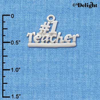 C1852 - #1 Teacher Silver  Charm (6 charms per package)