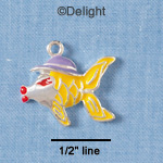 C1879* - Fun Fish Sun Hat Silver Charm (6 charms per package)