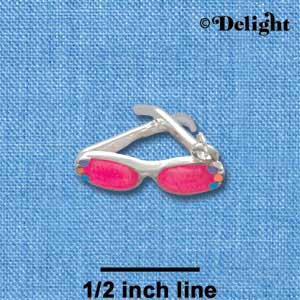 C1898+ - Sunglasses 3D Hot Pink Silver Charm (6 charms per package)