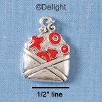 C1904 - Envelope XOXO Silver Charm (6 charms per package)