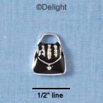 C1922 - Purse Black With Stripes Silver Charm (6 charms per package)
