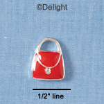 C1923 - Purse Red With Handle Silver Charm (6 charms per package)