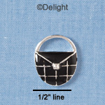 C1925 - Purse Black Check Silver Charm (6 charms per package)