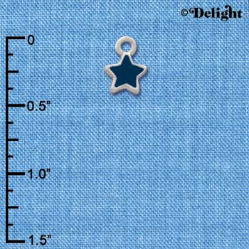 C1933+ - Star Blue 2 Sided Silver Charm Mini (6 charms per package)