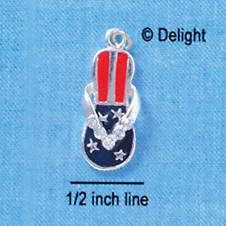 C1935 - Flip Flop Patriot Stone Silver Charm (6 charms per package)