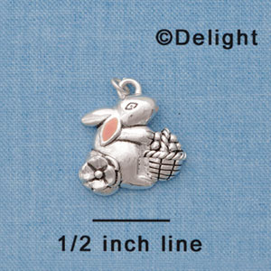 C1942* - Bunny Basket Silver Charm (6 charms per package)