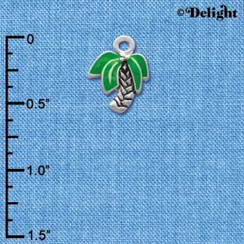 C1966* - Palm Tree Mini Silver Charm (left & right) (6 charms per package)