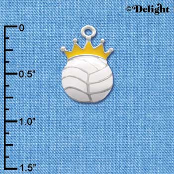 C1970 - Volleyball Crown Silver Charm (6 charms per package)