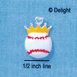 C1971 - Baseball Crown Silver Charm (6 charms per package)