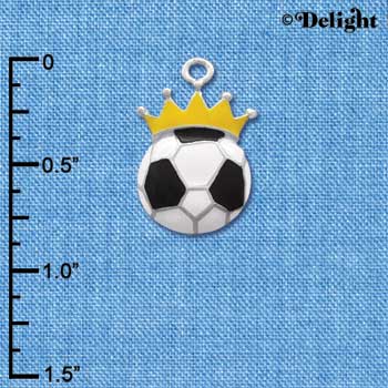 C1972 - Soccer ball Crown Silver Charm (6 charms per package)