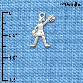 C1976 - Cheerleader Standing Silver Charm (6 charms per package)