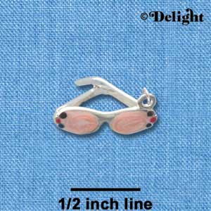 C1985+ - Sunglasses 3D Light Pink Silver Charm (6 charms per package)