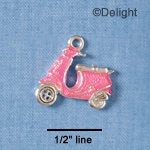 C1991* - Scooter Hot Pink Silver Charm (left & right) (6 charms per package)