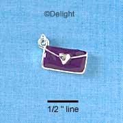 C1996 - Purse Silver Heart Purple Silver Charm (6 charms per package)