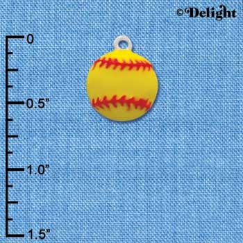 C2041 - Softball Medium Optic Yellow Silver Charm (6 charms per package)