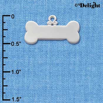 C2042 - Dog Bone Medium Silver Charm (6 charms per package)