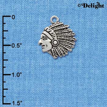 C2054* - Mascot Indian Silver Charm (6 charms per package)