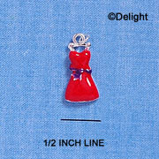 C2096 - Red Dress With Purple Sash Silver Charm (6 charms per package)